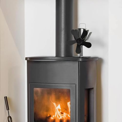 ZEYUAN Wärmebetriebener Kaminventilator 5 Blätter Schwarz, Ofenventilator, Kamin Ventilator, Kaminventilator Lüfter, Ventilator Für Kaminofen, Ventilator Für Kachelofen 51242