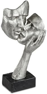 Kremers Schatzkiste Deko Büste Paar Liebespaar auf Sockel 30 cm Skulptur Figur Statue modern Silber
