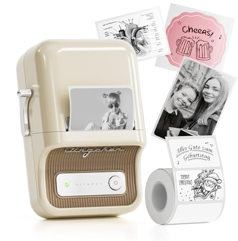 NIIMBOT Etikettendrucker B21, Selbstklebendes Etikettiergerät Bluetooth Beschriftungsgerät Sticker Drucker Label Printer für Lernen, Studiennotizen, Bilderdruck, Scrapbooking, enthält 230 Etiketten