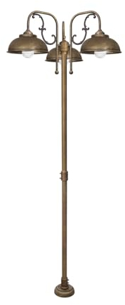 Stehleuchte außen 3-flammig IP44 in Bronze Antik matt E27 210 cm Glas Messing massiv Rustikal Wegeleuchte Garten Außenleuchte Hof