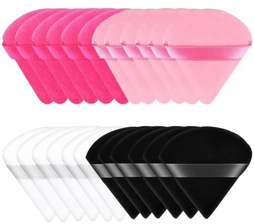 Bliceon 24 Stück Dreieck Makeup Puderquasten, Puderquaste, Makeup Schwämmchen, nass trockene Dreieck-Puderquaste-Pads für loses Puder, Körperpuder, Grundierung, Make-up-Schwämmchen