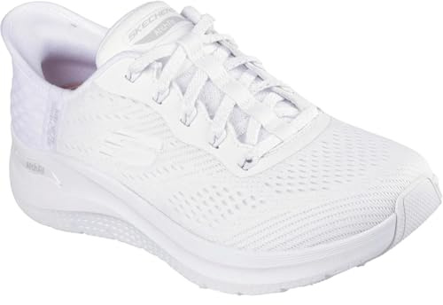 Skechers dam handsfree slipins båge passar 2,0-lätt ChicSneaker, Vit nät ljusgrå trim, 39 EU