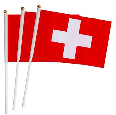 20 Stück Kurbelflaggen der Schweiz, Schweiz Mini-Flagge tragbar, Flagge Schweiz, Kleine Flagge Schweiz, Mini-Flagge Schweiz, Flagge Schweiz, kleine Flagge Schweiz