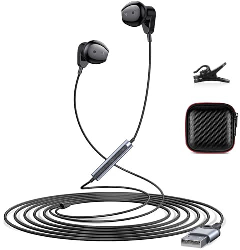 Cuffie USB con Microfono per PC Laptop, Gaming Cuffie con Filo Stereo Hifi Semi in Ear con Controller Volume per Portatile/Mac/Chrome/Ps5/Skype/Zoom