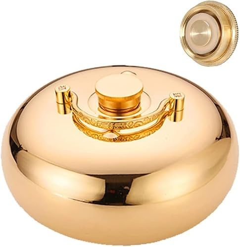 Grande Bouillotte 3L/2L/1L Bouteille de lit en métal Bouillottes en Laiton Classiques Anti-Fuites avec Couvercle (Couleur : Art Craft, Taille : L), Lisse, M