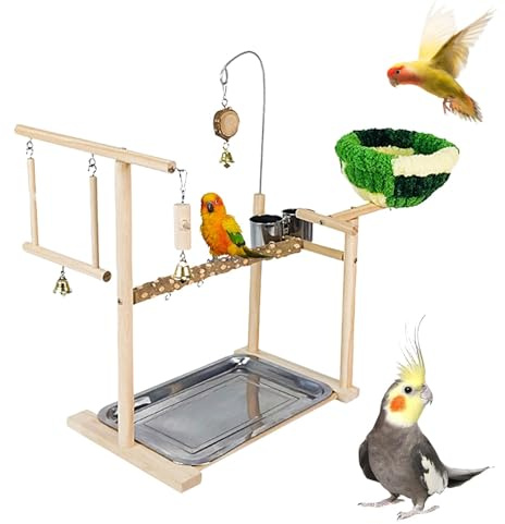 Parco giochi per gabbia per uccelli, supporto per uccelli, posatoio in legno per gabbia, giocattolo per macinare gli artigli per alleviare la noia