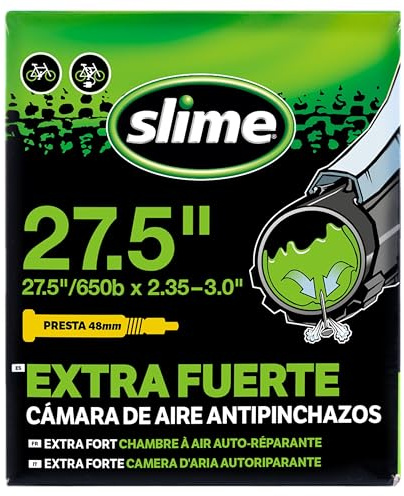 Slime 30099 Fahrradschlauch mit Slime- Pannendichtmittel, selbstdichtend, vorbeugen und reparieren, Presta-Ventil 27.5 x 2.35-3.0