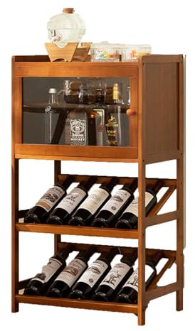 Hynbdes botellero de pie Estantería para Vinos,Enfriador de Vino de Bar,con Enfriador de Vino Independiente，Organizador de Vino presentación para Bar, Sala de Estar y Cocina(52-32-90 Marrón)