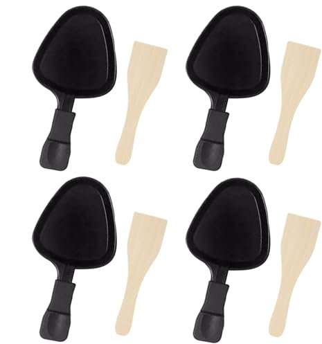 Sartenes antiadherentes para raclette, 4 sartenes antiadherentes para barbacoa, sartenes antiadherentes, sartenes de queso multifunción con espátula para restaurante, cocina interior y exterior