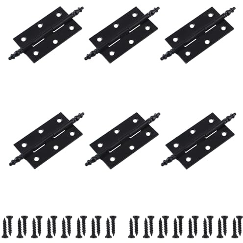 UFURMATE Antique Cabinet Hinges, 6Pcs Antique Decorative Hinges with Ball Ends Cabinet Cupboard Door Hinges Decorative Folding Butt Hinges (Black)