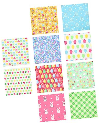 VILLCASE 2 Sätze DIY Tuch Heimwerken Patchwork Nähen Osterhandwerk Osteraktivitäten Für Osterdeko Baumwollstoffe Selber Machen Colorful Baumwolle 10 Stück * 2