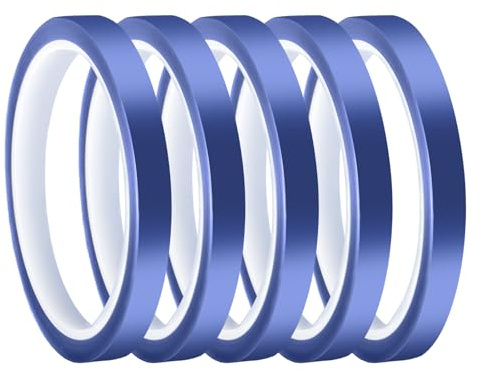 5 Rouleaux 10mm x 33m Ruban Chauffant pour Sublimation, Puissant et Sans Résidus Ruban Adhésif Haute Temperatur, Rubans de Presse à Chaud Pour les Imprimantes 3D L'alimentation électronique