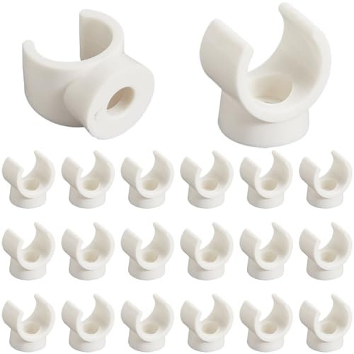 GORGECRAFT 20Pcs 13mm PEX Clips Pipes Clamps Hangers PVC Pipe Holder White Plastic U Shaped Hook Water Pipes Support Fastener Tubing Clip Socket Clamps for Secure Fixing Pipes Tools