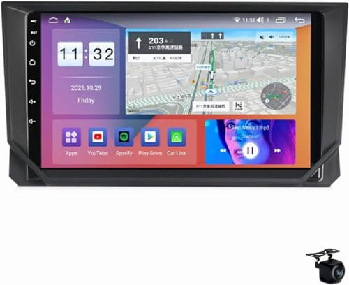 Generico Android 12 Doppio DIN Lettore multimediale Ricevitore Video per S-Eat Ibiza 2017-2020 9 Navigatore satellitare GPS Integrato DSP FM BT WiFi SWC 4G 5G Carplay Mirror Link Lettore Video