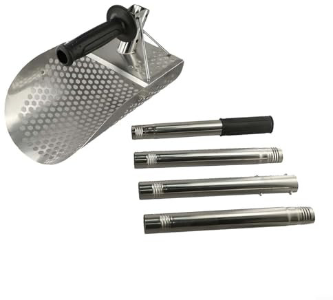 Pala da spiaggia con metal detector, pala con manico lungo in acciaio inox, design staccabile a 3-4 sezioni per una facile conservazione e trasporto (4 sezioni)