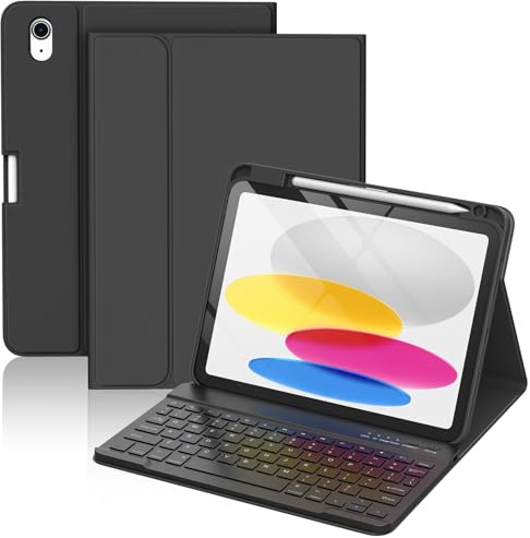 CC Store for iPad A16 11th 2025/10th 2022 Generation(10.9/11 inch) Keyboard Case, for iPad 11/10 Gen Case with Wireless Detachable Rechargeable Bluetooth Keyboard & Pencil Holder,Black