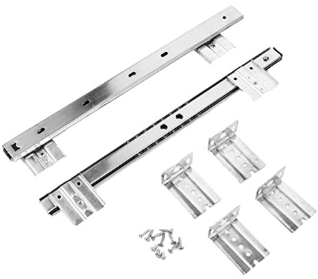 CLISPEED Keyboard Drawer Slide Tracks 27mm Wide White Bearing Rail Under Desk Keyboard Tray Rails for Office Desk