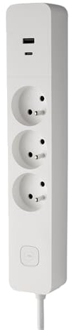 DEBFLEX - Regleta con Interruptor, 3 Tomas 2P+T 16A + 1 USB-A + 1 USB-C 3,4A - Ideal Conexiones múltiples - Cable de 1,5 Metros - Blanco
