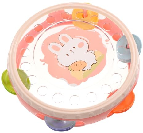 SUPVOX Tamburello Educativo per Bambini, Campana a Mano della Banda in Plastica Stabile, Suono Delicato e Ritmo Musicale per Sviluppo Uditivo e Feste Rosa
