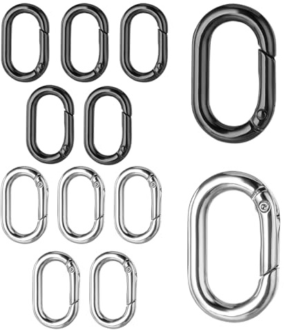12 Stück Karabinerhaken Oval Klein, Carabiner Kleine, Karabiner Edelstahl, Mini Karabiner Schlüsselanhänger, Taschenkarabiner, Oval Spring Karabinerhaken für Schlüssel Geldbörse Rucksack
