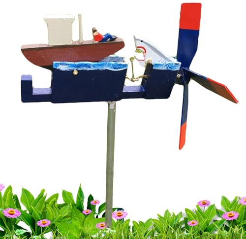 Cartoon Garden Wind Mill - Wooden Spinner Entals, Weatherproof Outdoor Pin Wheels for Yard Fun | Sturdy Art SCULPTES PARIE, ALLEY, Patio, L