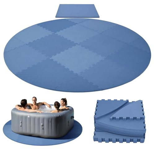 77 Inch Hot Tub Mat & Pad for Inflatable Tubs - 1/2 Extra Thick Non-Slip EVA Foam Padding, Spa Foundation for Outdoor Hot Tubs, Pool, Game Room & Camping Mat (Easy Clean)