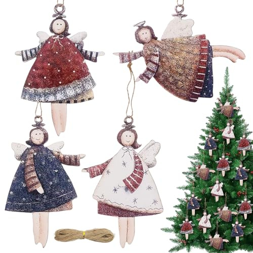 Julgransdekoration, 40 stycken trähängen, julänglar, trähänge, jul, grandekoration, julgransprydnad, trä, julgransprydnad, träängel för julgran, festdagsfest