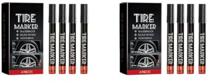 Qsvbeeqj Lot de 4 marqueurs de lettrage de pneus à base d'huile - Résistants à la décoloration - Poignée ergonomique - Pour moto, voiture, vélo, toutes saisons