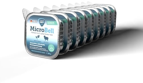 Marsavet – Cibo umido vegano per cani con proteine microbiche MicroBell - 9 x 300 g. Cibo per cani ipoallergenico, senza cereali e senza glutine. Alta digeribilità e gusto intenso.