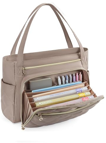 bagsmart Lehrertasche 15.6 Zoll Laptoptasche Damen Gesteppt Arbeitstasche mit Datei-Organizer Aktentasche Krankenschwester Tasche für Arbeit Schule Büro Business Universität