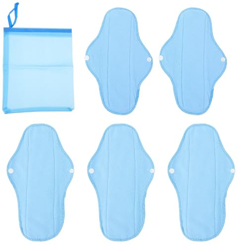 Abaodam Waschbare Damenbinden mit Auslaufschutz aus Synthetischem Material 6 Stück und Wasserdichtem Kordelbeutel für Menstruationshygiene