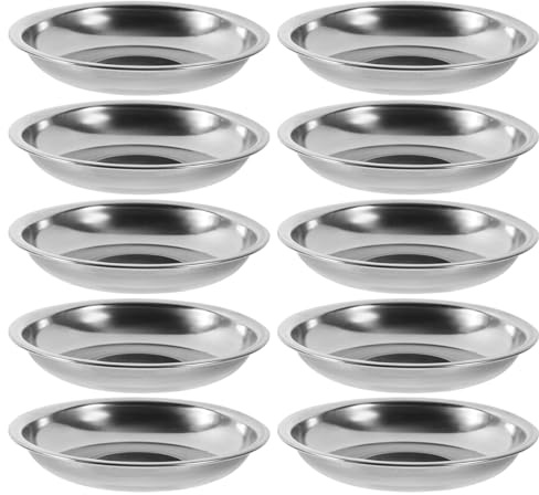 Veemoon Piatti Da Dessert in Acciaio Inox Rotondi 10 Cm, Piccoli Piattini Per Salse e Condimenti, Resistenti Al Calore, Set Da 10 Pezzi Per Uso Domestico e Ristorazione