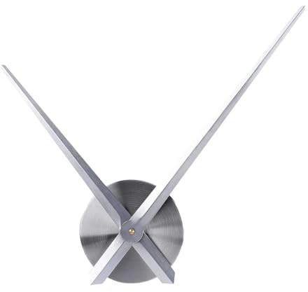 ALEENFOON DIY Groß Uhrzeiger für Wanduhr Moderne 3D Metall Groß Wanduhrzeiger Wanduhr Lautlos Uhrwerk mit Zeiger Wanddekoration DIY wanduhren für Wohnzimmer, Schlafzimmer, Büro (Silber)