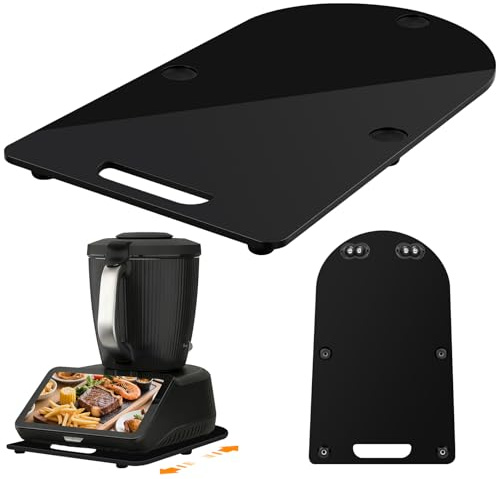 Kkluno Gleitbrett für Thermomix TM7 - Acryl Rollbrett Zubehör mit 360° Stahlkugeln, Rutschfesten Gummifüßen und Stabilen Aussparungen, Leicht Gleitend für Thermomix TM7 Küchengerät (Schwarz)