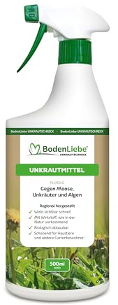 BodenLiebe UNKRAUTSCHRECK 500 ml Unkrautmittel für Wege & Terrassen | fertig anwendbar, biologisch abbaubar & schnellwirkend, gegen Unkraut, Moose & Algen, Anwendung ab 10 Grad
