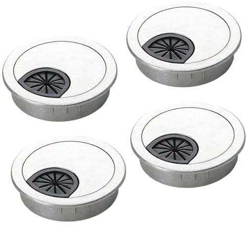 KAHZOR 4 piezas Pasacables para Escritorio, Pasa Cables Mesa Escritorio, Pasacables de 60 mm con Sierra Perforadora, Pasacable Redondo para Mesa, Oficina, encimeras