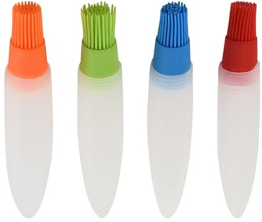 Ciieeo Pinceaux à Badigeonner Silicone Multifonction 4 Pièces Couleurs Assorties Brosse à Huile Barbecue Extérieure Queue Pointue Accessoires la Cuisine Grill Pelouse