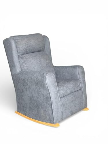Butaca Rodera Balancín Desenfundable | Sillón Orejero Relax Reclinable Manual Practica | Tela Antimanchas y Estructura de Madera Maciza | Ideal para Salón, Lectura, Lactancia o Dormitorio | Azul