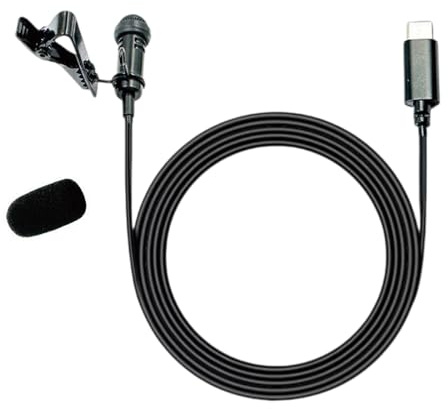Nucelit ZJ030MR USB C Lavalier Lapel mikrofon, klämma på rundstrålande kondensormikrofon 20 Hz - 16 kHz muffar valfri skivmikrofon