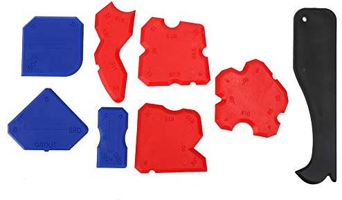 8PCS Silicone Sealant Spreader Spatula Scraper Caulk Remover Hand Operated Tool Kit Flexible Durable Professional for Tile Grout Joint Resin Glass Glue Beautification
