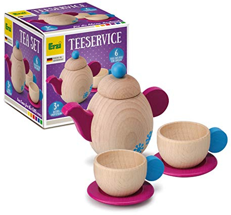 Erzi 10649 Teeservice aus Holz, Kaufladenspielzeug für Kinder | Kaufmannsladen, Rollenspiele, Kreative Spielwelten gestalten