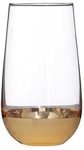 Premier Housewares Horizon Highball Glasses, Gold, 8 x 8 x 15 cm