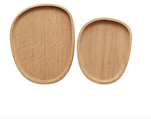 anaan Pebble Plato Madera Redondo Juego 2 Bandeja para Servir Cuencos Vajilla para Aperitivos, Dulces, postres Ecológico Decoración Diseño