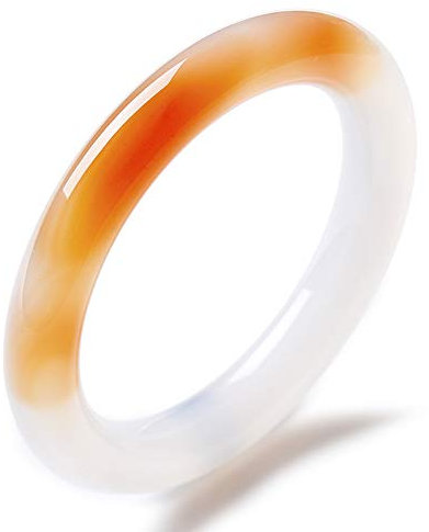 Natürlicher Jade Armreif Armband Transparenter Achat für Frauen Retro Primärfarbe Handgefertigter Mädchenschmuck mit Geschenkbox,54-56mm