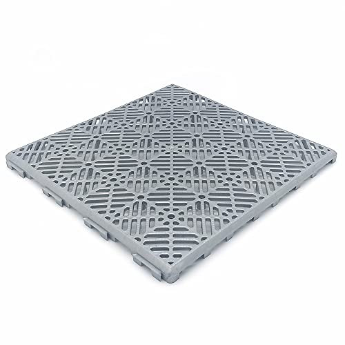 ANTIHUMEDADES Pack Ahorro 48 losetas autoventiladas (4,3m² Aprox. - Gris Aluminio) 30x30x1,5cm - Suelos Piscinas, terrazas, tarima Flotante, césped Artificial, macetas, perreras, trasteros