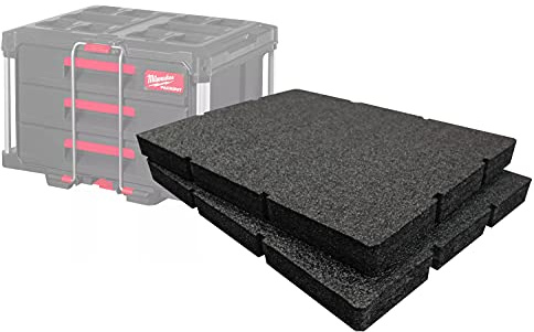 Shadow Foam Insertos de espuma fáciles de despegar para caja de herramientas Milwaukee Packout Drawer [paquete doble negro de 30 mm] Insertos de espuma para organización de herramientas, Kaizen, 5s