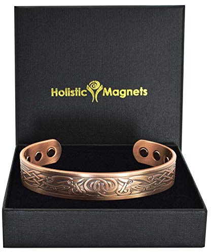 Holistic Magnets® Wikinger Kupfer Armband Groß Herren Magnetarmband Originelle Geschenke für Männer Handgelenk Gelenkheilung Magnetarmbänder-VG (L: Handgelenk 19,5-22cm)