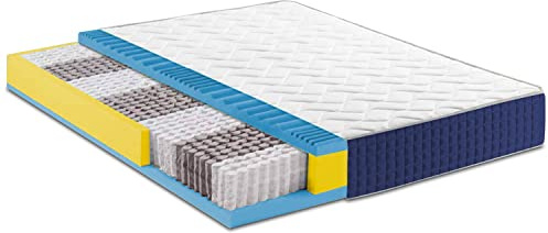Baldiflex Colchón individual de muelles y memoria viscoelástica de 5 cm, con banda Full Air Space de 9 zonas de 80 x 200 x 25 cm