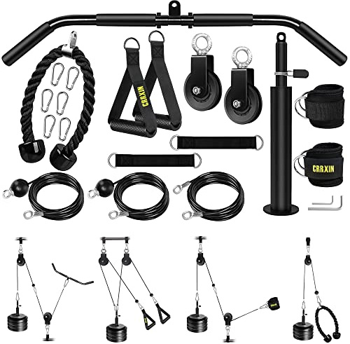 Weight Cable Pulley System Gym, Upgraded Fitness LAT and Lift Pulley System Attachments for LAT Pull Down, Biceps Curl Workout, Tricep, Home Gym Gravity Pulley System Set.