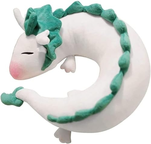 AIHANCH Coussin de nuque, motif de dragon blanc, en peluche, pour enfant, idéal comme coussin de voyage, pour Noël, cadeau d'anniversaire